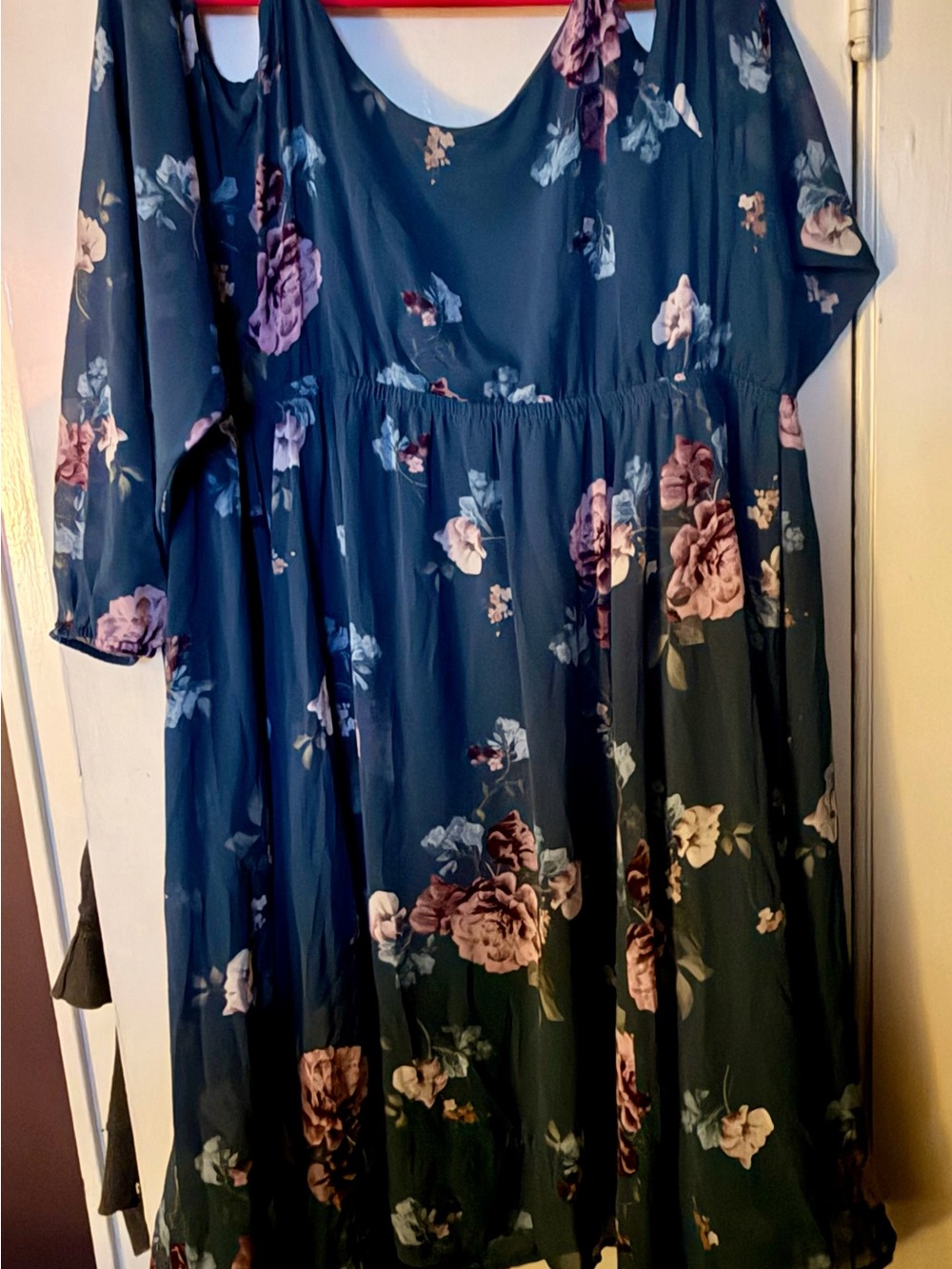 Torrid Blue Floral Cold Shoulder Dress - Picture 4 of 5